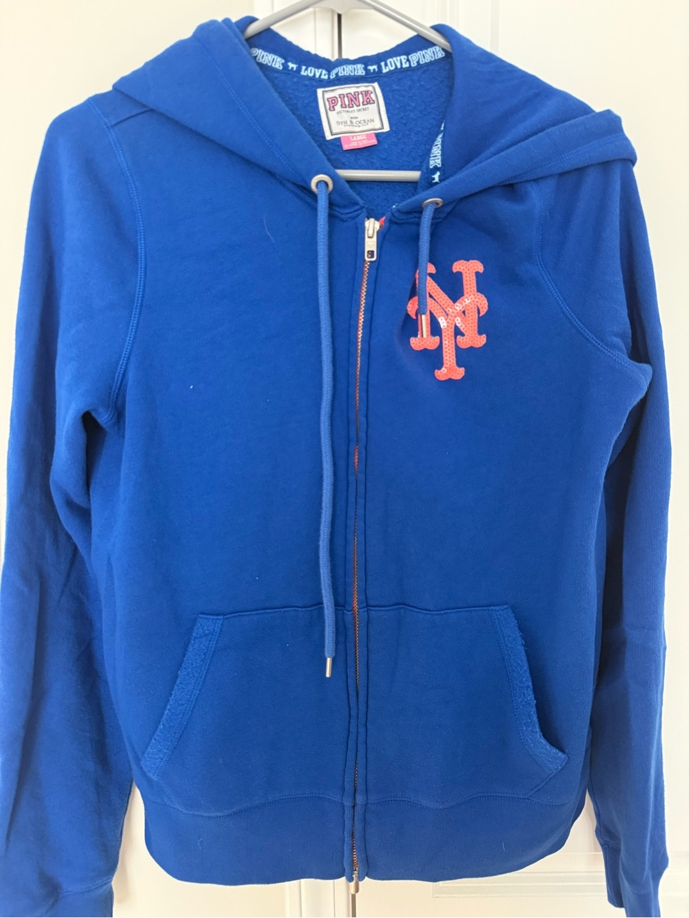 Victoria's Secret PINK Royal Blue Zip-Up Hoodie with Pink Logo